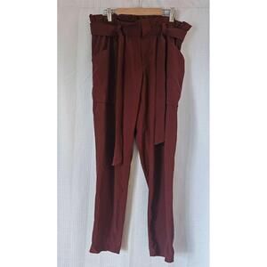 Athleta Women's Paperbag Waist Trousers in Burgundy